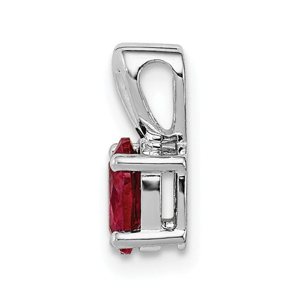 Sterling Silver Rhodium-Plated Created Ruby Pendant