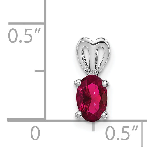 Sterling Silver Rhodium-Plated Created Ruby Pendant