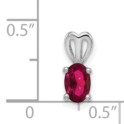 Sterling Silver Rhodium-Plated Created Ruby Pendant