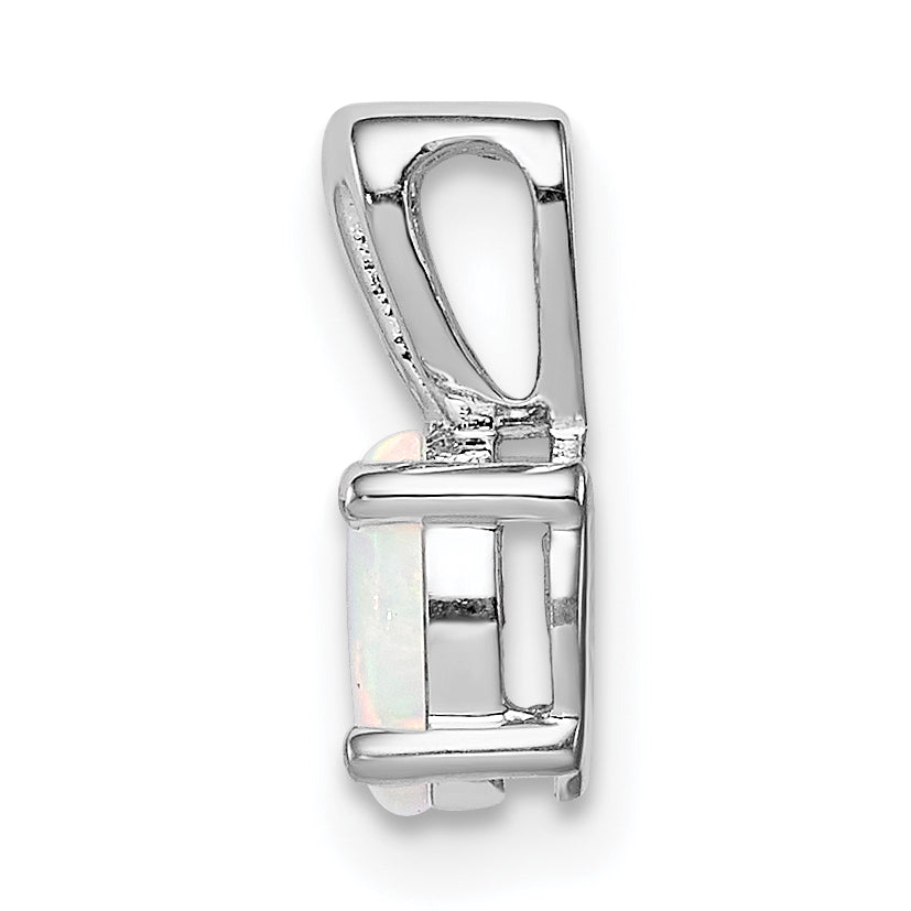 Sterling Silver Rhodium-Plated Created Opal Pendant