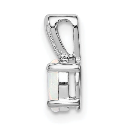 Sterling Silver Rhodium-Plated Created Opal Pendant