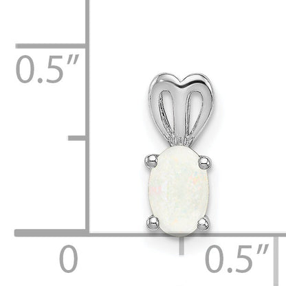 Sterling Silver Rhodium-Plated Created Opal Pendant
