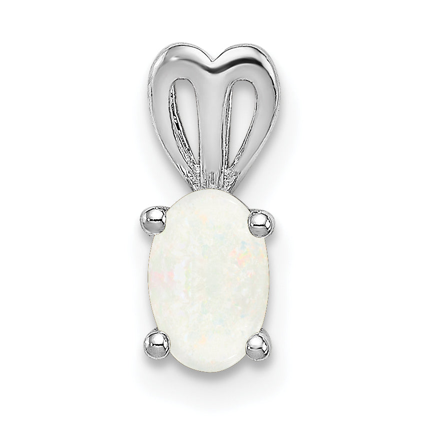 Sterling Silver Rhodium-Plated Created Opal Pendant