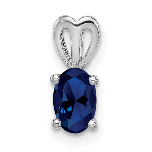 Sterling Silver Rhodium-Plated Created Sapphire Pendant