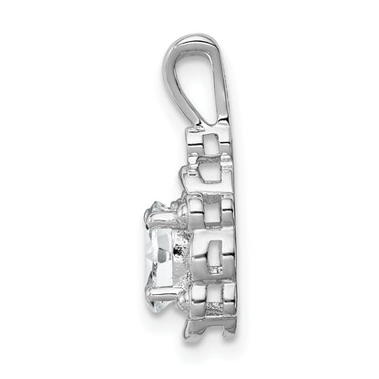 Sterling Silver Rhodium-Plated White Topaz & Diam. Pendant