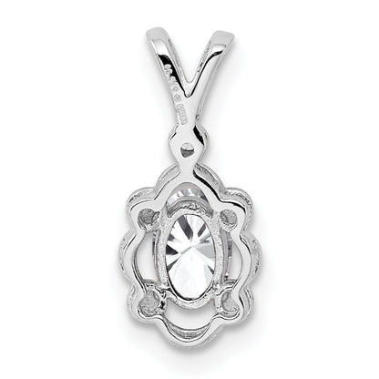 Sterling Silver Rhodium-Plated White Topaz & Diam. Pendant