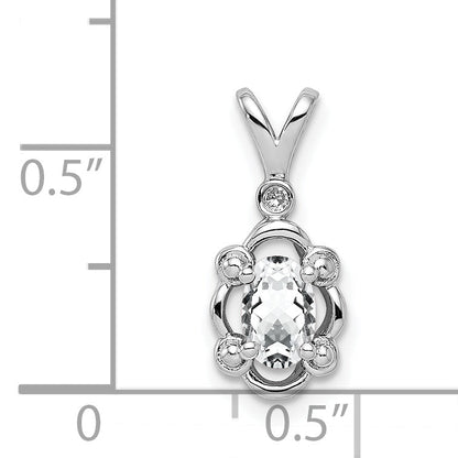 Sterling Silver Rhodium-Plated White Topaz & Diam. Pendant