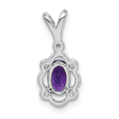 Sterling Silver Rhodium-Plated Amethyst & Diam. Pendant