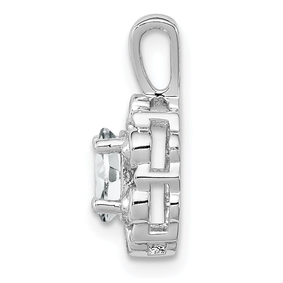 Sterling Silver Rhodium-Plated White Topaz & Diam. Pendant