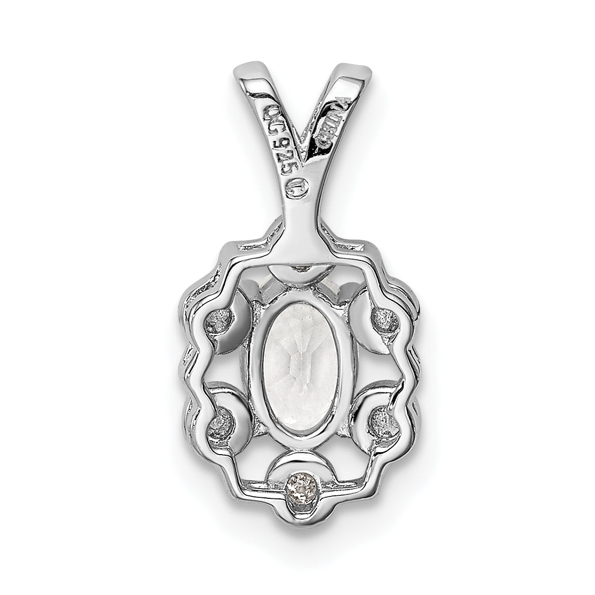 Sterling Silver Rhodium-Plated White Topaz & Diam. Pendant