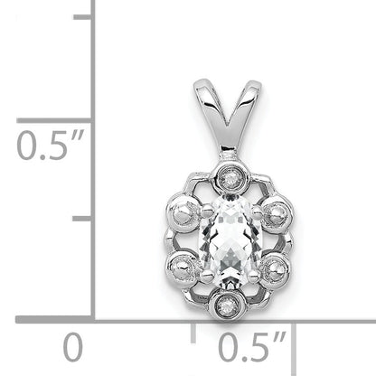 Sterling Silver Rhodium-Plated White Topaz & Diam. Pendant