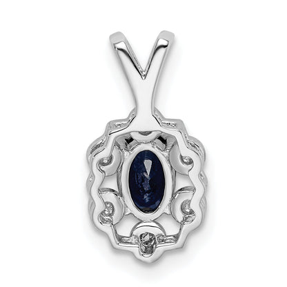 Sterling Silver Rhodium-Plated Created Sapphire & Diam. Pendant
