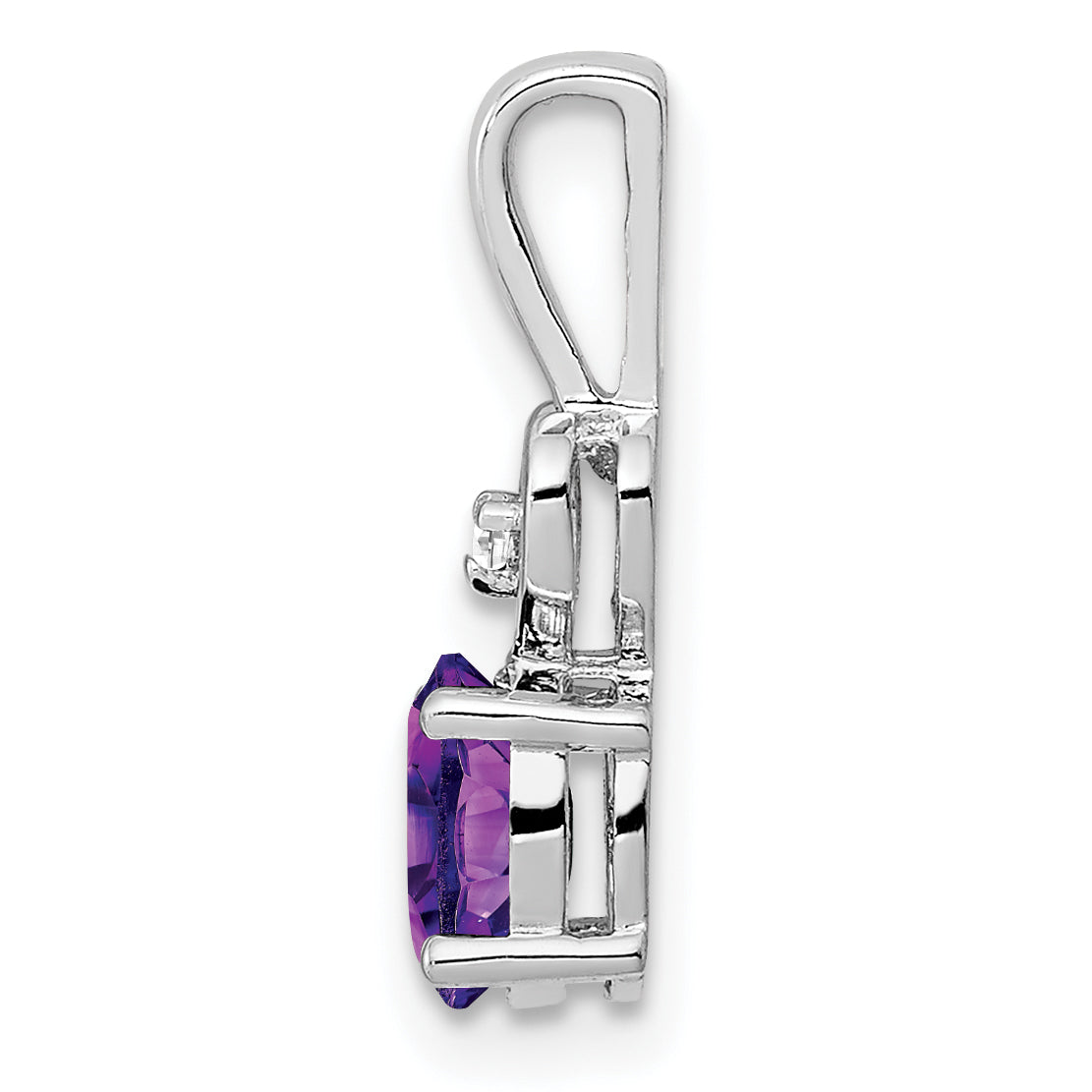 Sterling Silver Rhodium-Plated Amethyst & Diam. Pendant