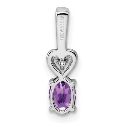 Sterling Silver Rhodium-Plated Amethyst & Diam. Pendant