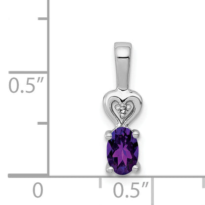 Sterling Silver Rhodium-Plated Amethyst & Diam. Pendant