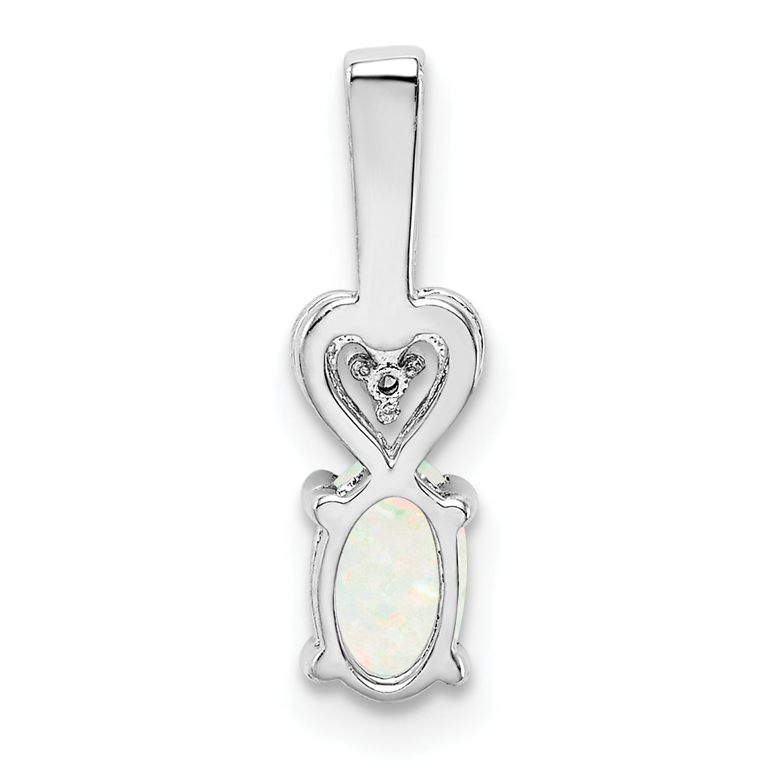 Sterling Silver Rhodium-Plated Created Opal & Diam. Pendant