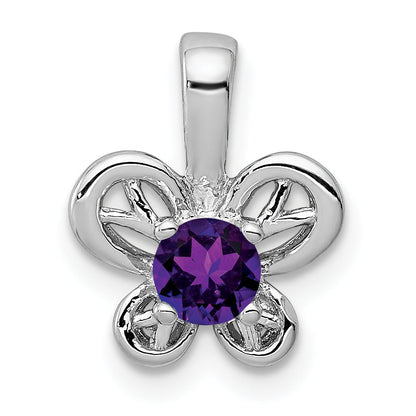 Sterling Silver Rhodium-Plated Amethyst Pendant