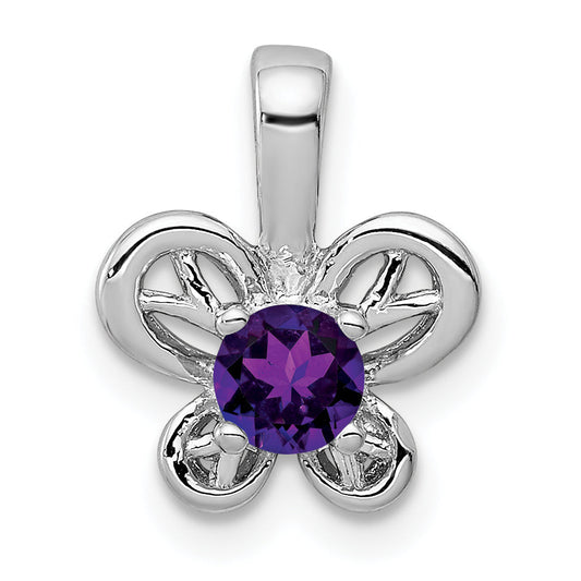 Sterling Silver Rhodium-Plated Amethyst Pendant