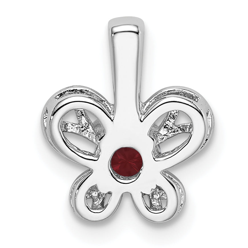 Sterling Silver Rhodium-Plated Created Ruby Pendant
