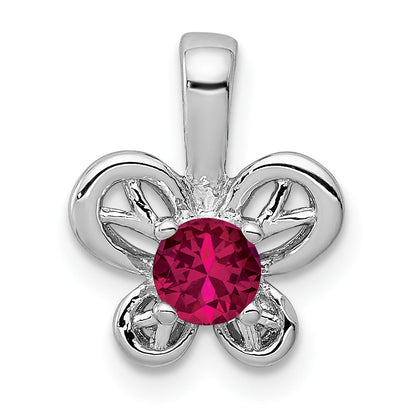 Sterling Silver Rhodium-Plated Created Ruby Pendant
