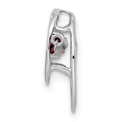 Sterling Silver Rhodium Garnet Birthstone Vibrant Chain Slide