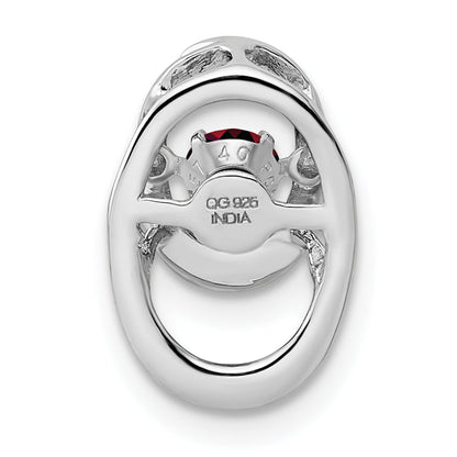 Sterling Silver Rhodium Garnet Birthstone Vibrant Chain Slide