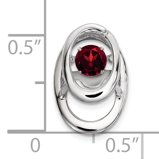 Sterling Silver Rhodium Garnet Birthstone Vibrant Chain Slide