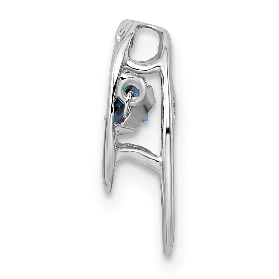 Sterling Silver Rhodium Created Alexandrite Birthstone Vibrant Chain Slide