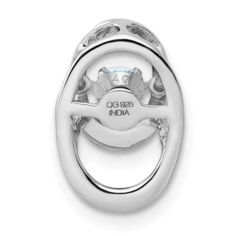 Sterling Silver Rhodium Aquamarine Birthstone Vibrant Chain Slide