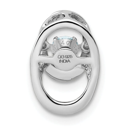 Sterling Silver Rhodium Aquamarine Birthstone Vibrant Chain Slide