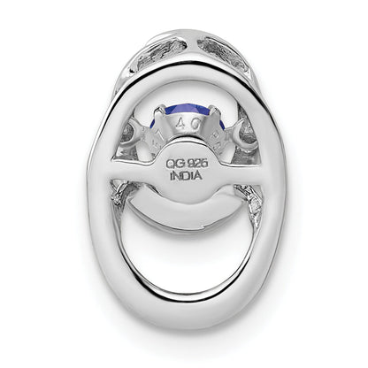 Sterling Silver Rhodium Created Sapphire Birthstone Vibrant Chain Slide