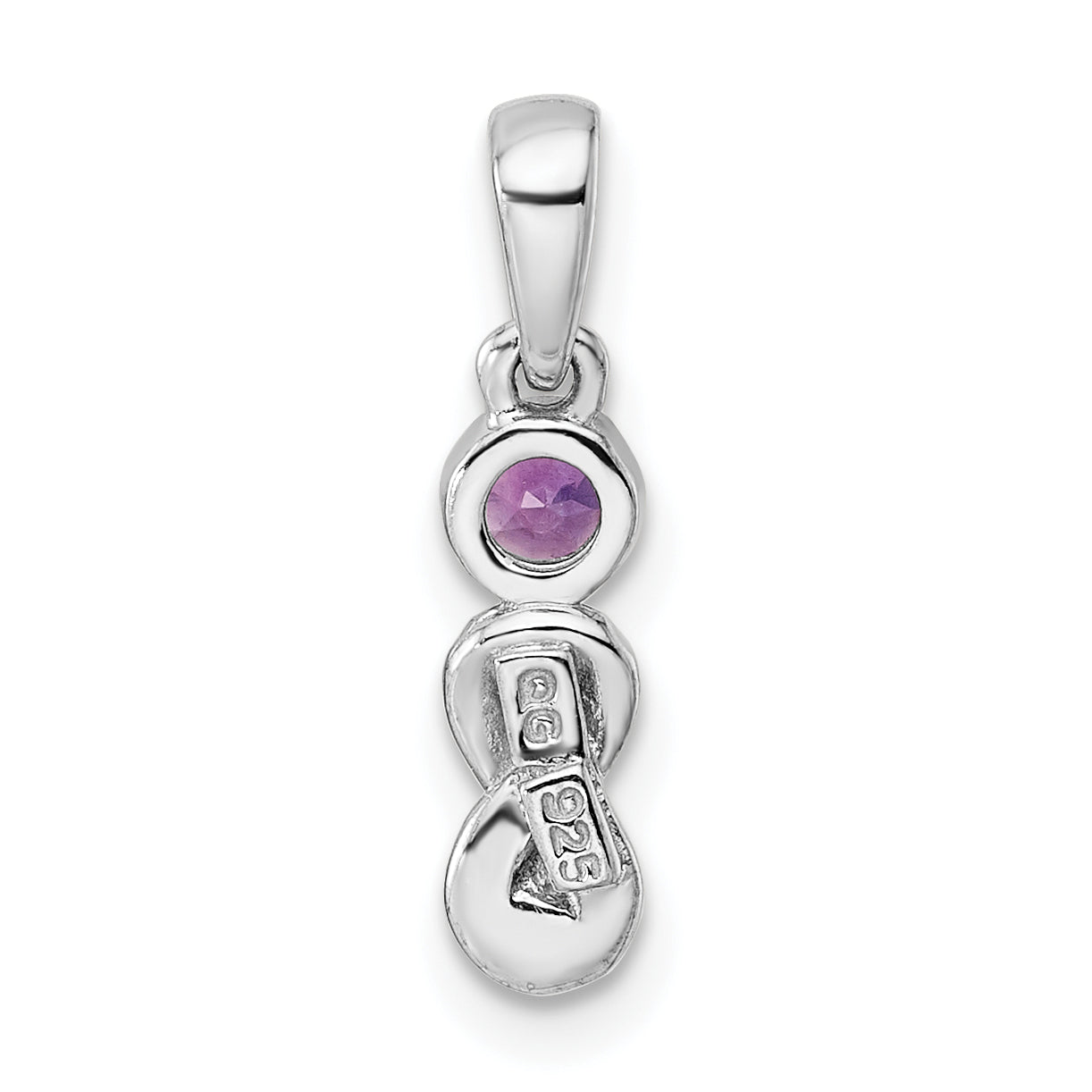 Sterling Silver Rhodium-Plated Amethyst Infinity Birthstone Pendant