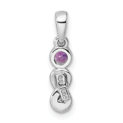 Sterling Silver Rhodium-Plated Amethyst Infinity Birthstone Pendant