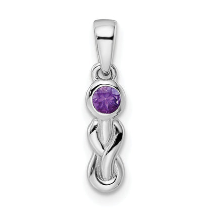 Sterling Silver Rhodium-Plated Amethyst Infinity Birthstone Pendant