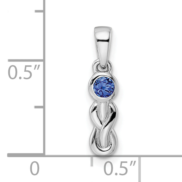 Sterling Silver Rhodium-Plated Cr Sapphire Infinity Birthstone Pendant