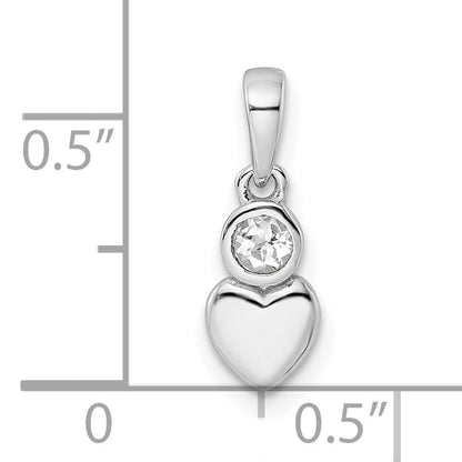 Sterling Silver Rhodium-Plated Polished White Topaz Heart Pendant