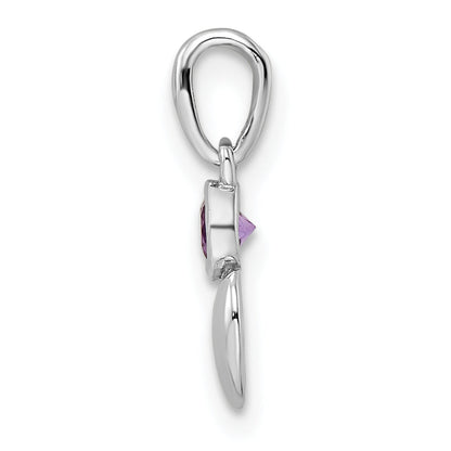 Sterling Silver Rhodium-Plated Polished Amethyst Heart Pendant