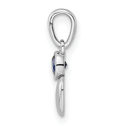 Sterling Silver Rhodium-Plated Lab Created Sapphire Heart Pendant