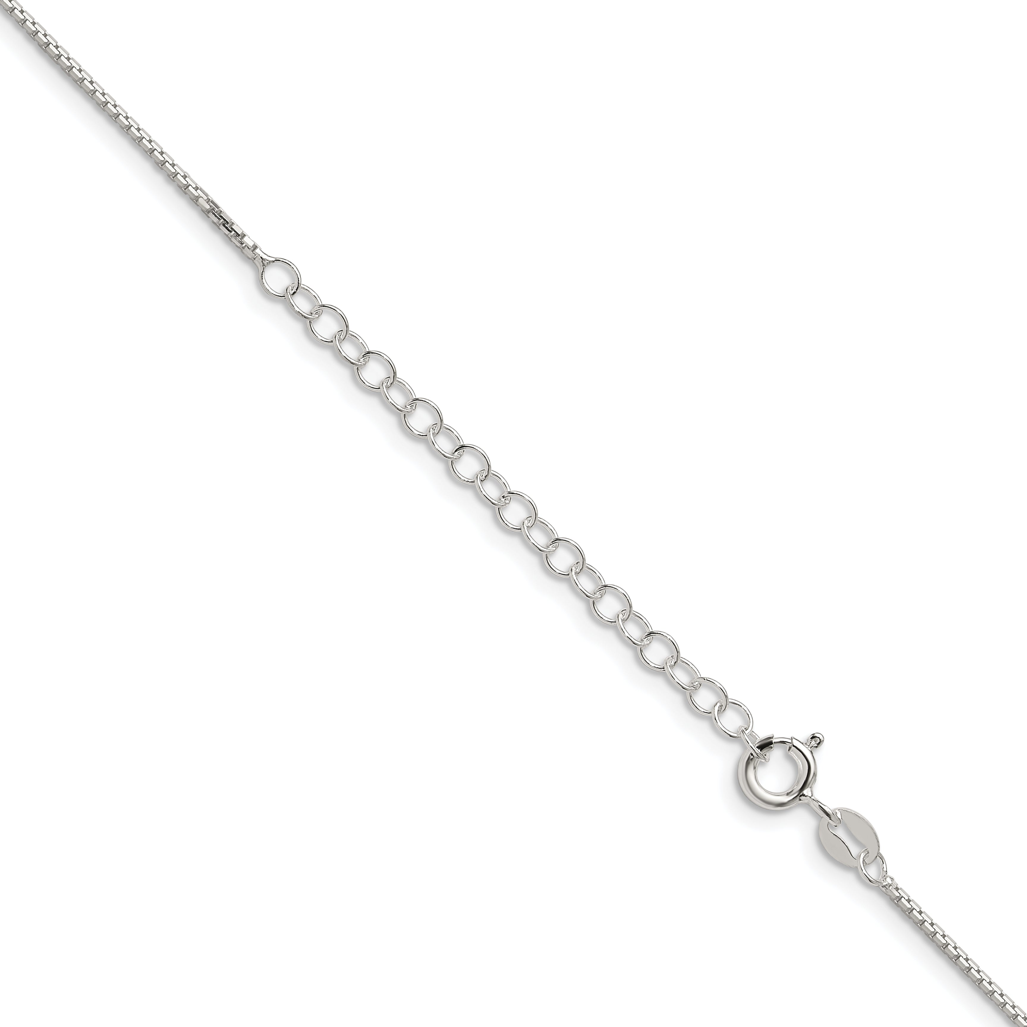 18 Inch Sterling Silver 1.15mm 8 Sided Diamond-Cut Box Chain W/2In Ext.