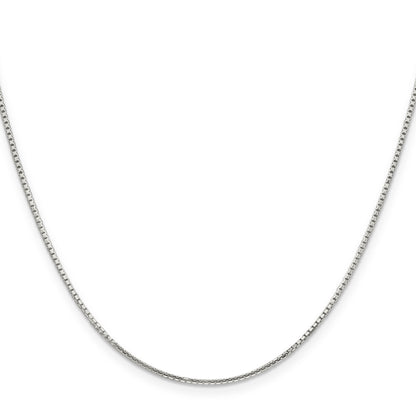 18 Inch Sterling Silver 1.25mm 8 Sided Diamond-Cut Box Chain W/2In Ext.