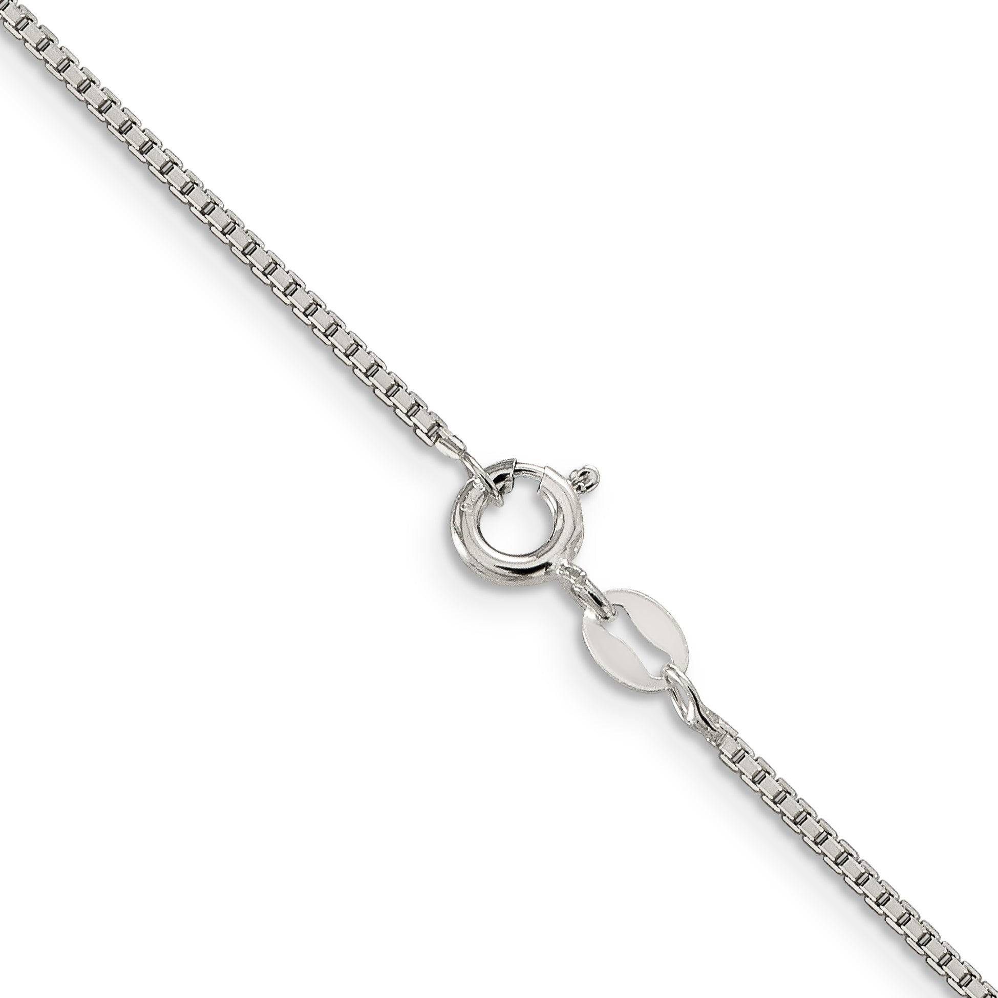 18 Inch Sterling Silver 1.25mm 8 Sided Diamond-Cut Box Chain W/2In Ext.