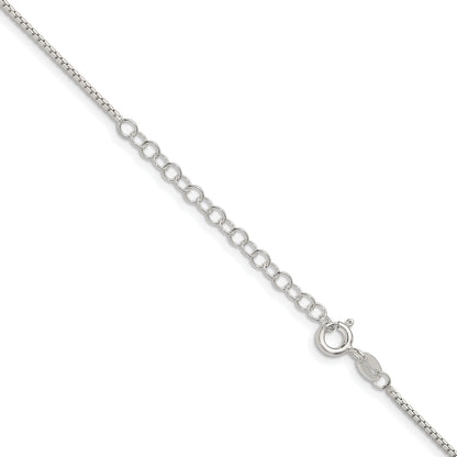 18 Inch Sterling Silver 1.25mm 8 Sided Diamond-Cut Box Chain W/2In Ext.