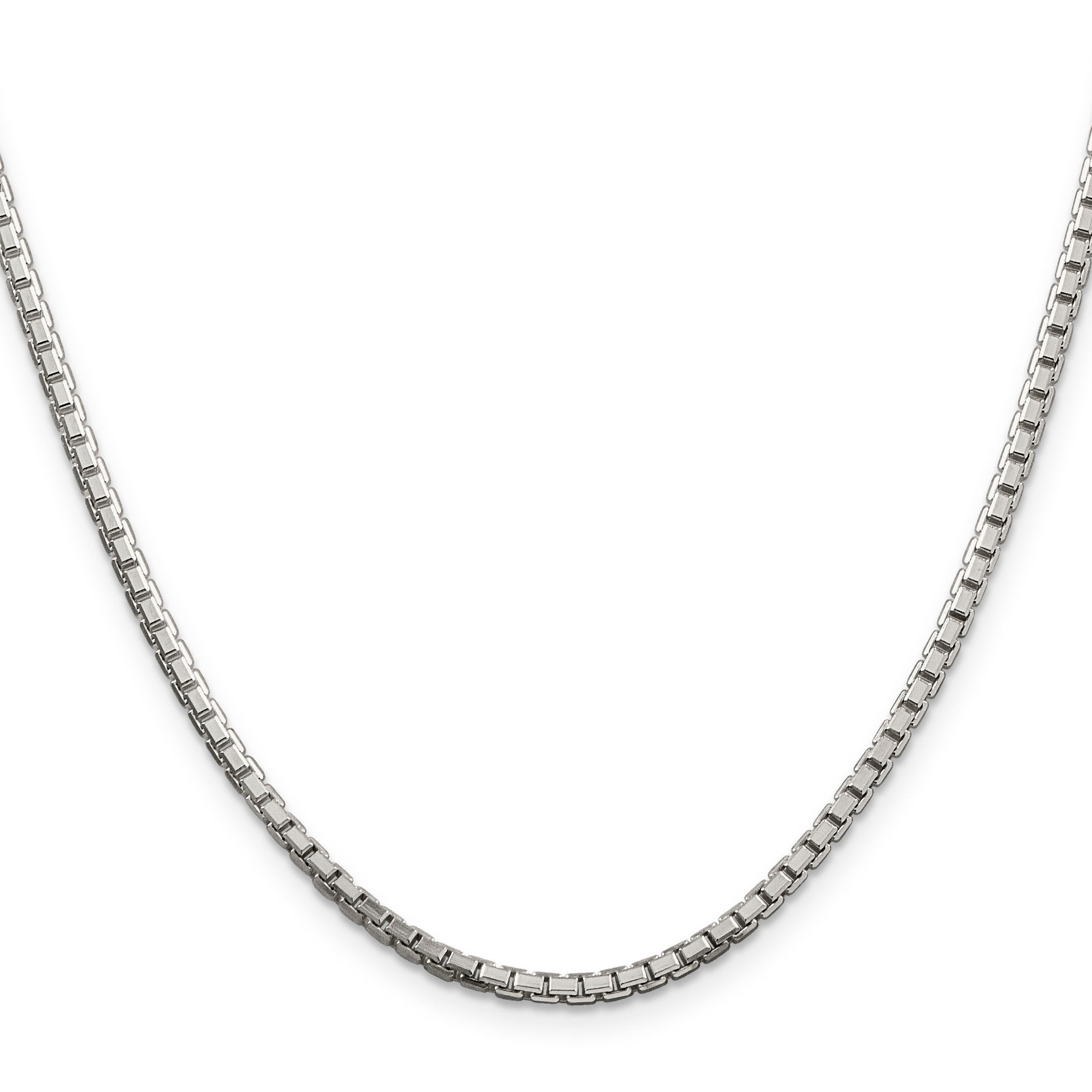 24 Inch Sterling Silver 2.5mm 8 Sided Diamond-Cut Box Chain Necklace