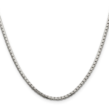 24 Inch Sterling Silver 2.5mm 8 Sided Diamond-Cut Box Chain Necklace