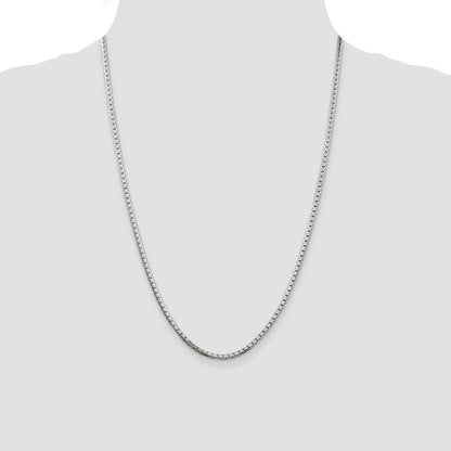 24 Inch Sterling Silver 2.5mm 8 Sided Diamond-Cut Box Chain Necklace