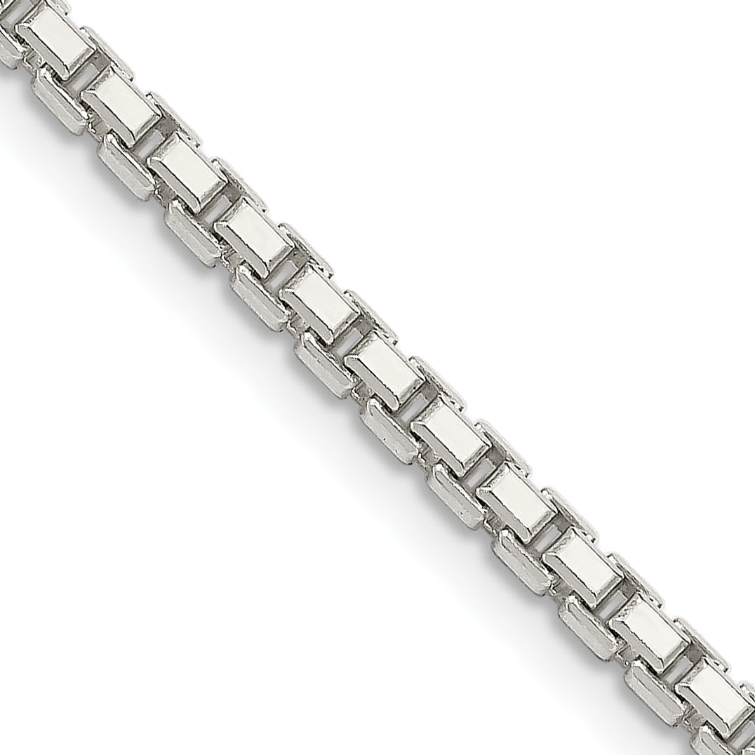24 Inch Sterling Silver 2.5mm 8 Sided Diamond-Cut Box Chain Necklace