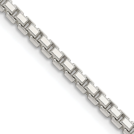 24 Inch Sterling Silver 2.5mm 8 Sided Diamond-Cut Box Chain Necklace