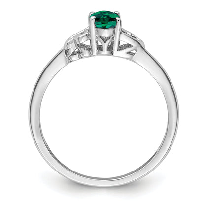Sterling Silver Rhodium-Plated Created Emerald Ring