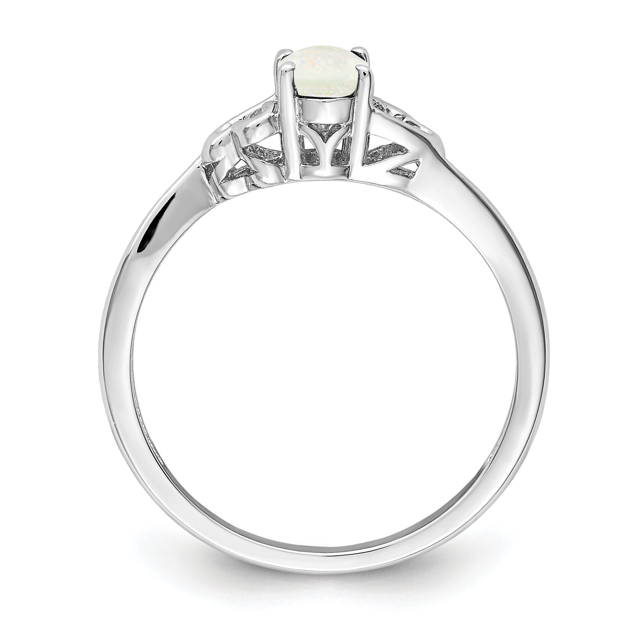 Sterling Silver Rhodium-Plated Created Opal Ring