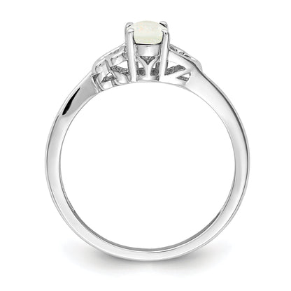 Sterling Silver Rhodium-Plated Created Opal Ring
